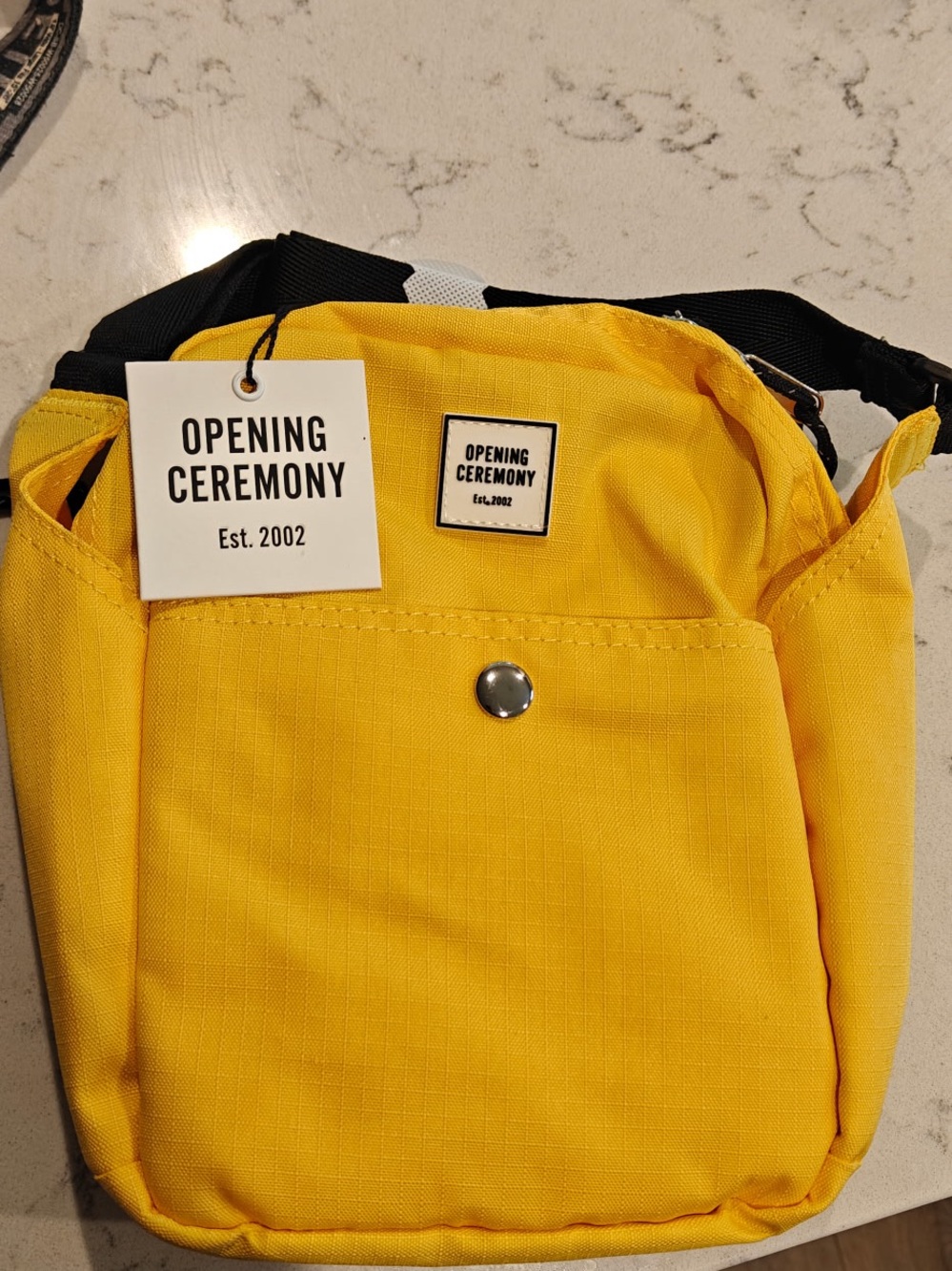 Opening Ceremony Vibrant Yellow Shoulder Bag with Black Strap